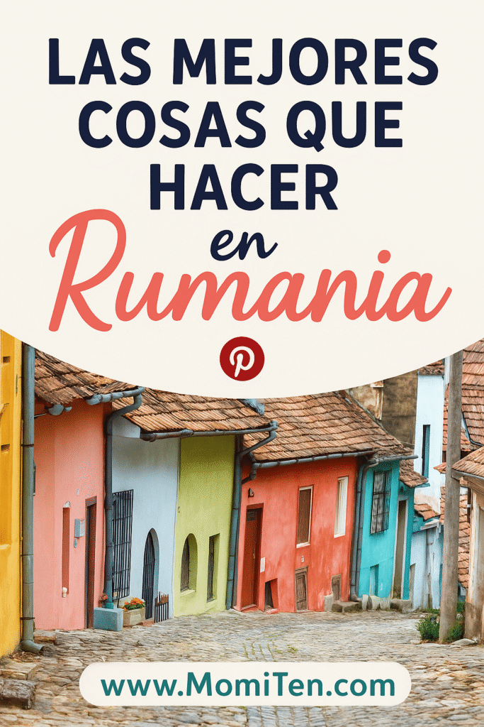 Calle empedrada con casas coloridas en un pueblo tradicional de Rumanía