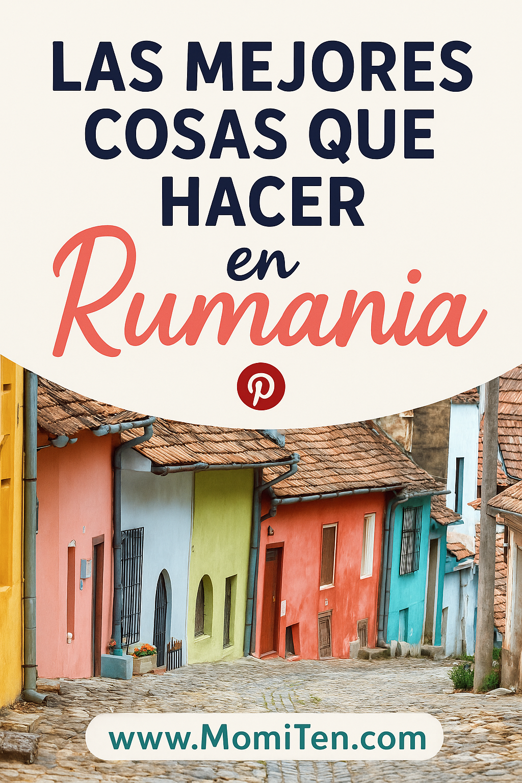 Calle empedrada con casas coloridas en un pueblo tradicional de Rumanía